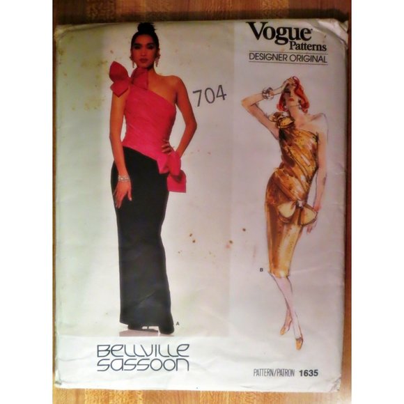 Vintage 1985 Bellville Sassoon Vogue 1635 Designer Originals Dress Size 12 Uncut - Picture 1 of 2